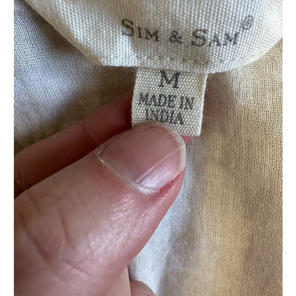 Sim & Sam Oatmeal Linen Blend Utility Romper Sleeveless Safari Resort Size M - Picture 6 of 11